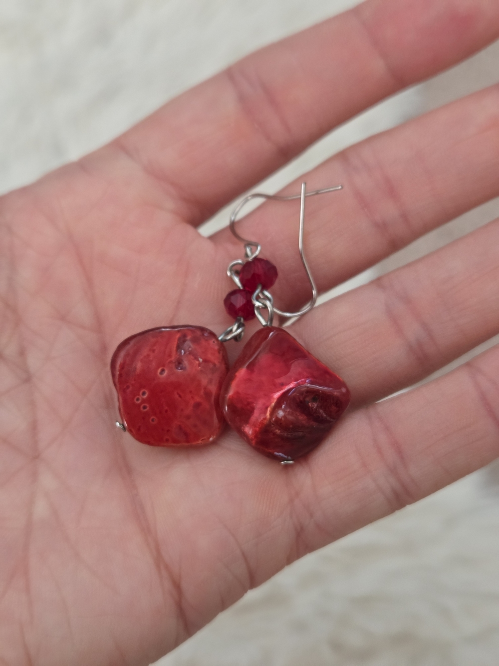 Red Glass Drop Earrings - Women Jewelry